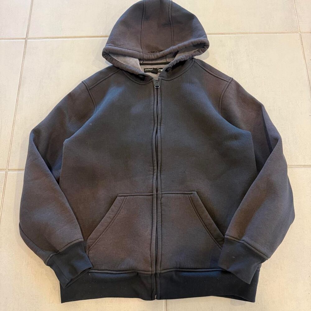 Vintage Y2K Anchor Blue Sun Faded Black Blank Zip Up Hoodie M